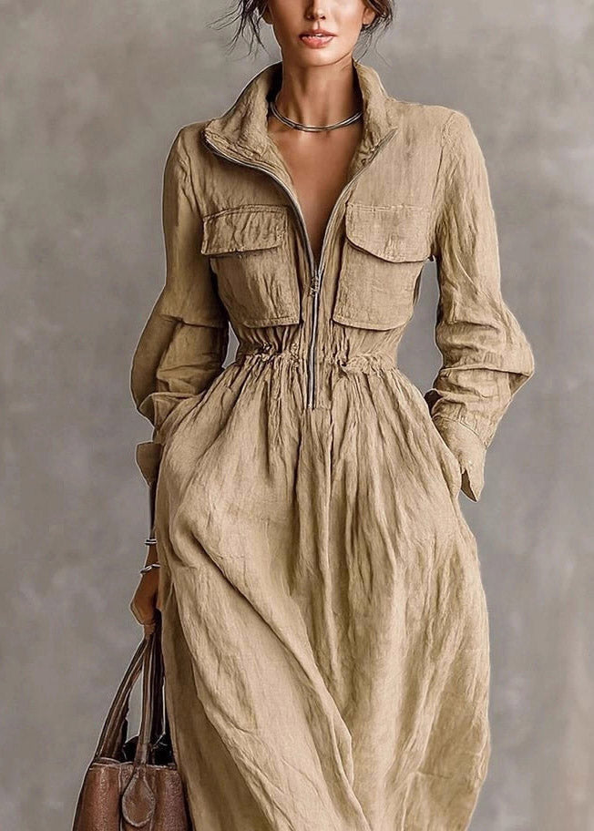 Robe longue femme col Peter Pan manches longues 3
