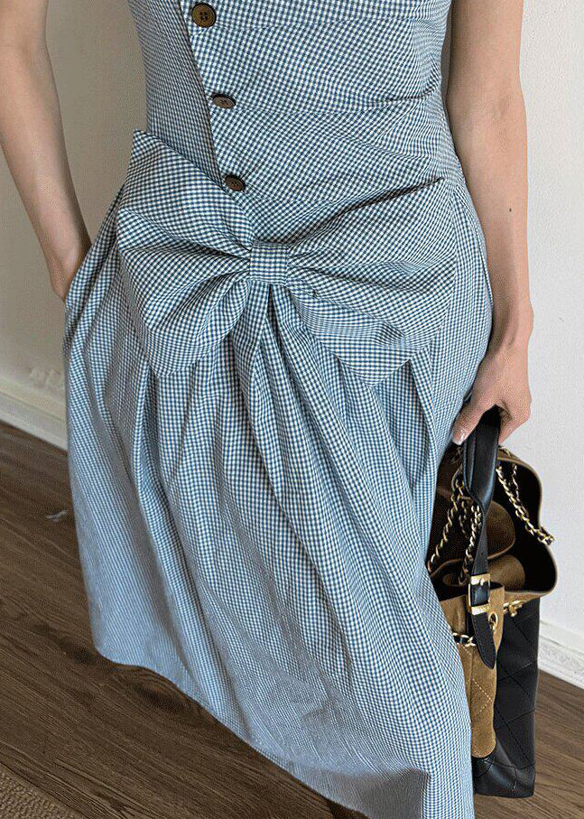 Robe longue femme décontractée à manches courtes et nœud froissé 4