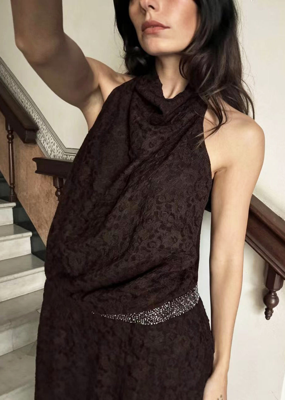 Robe longue femme dos nu style dentelle été 3