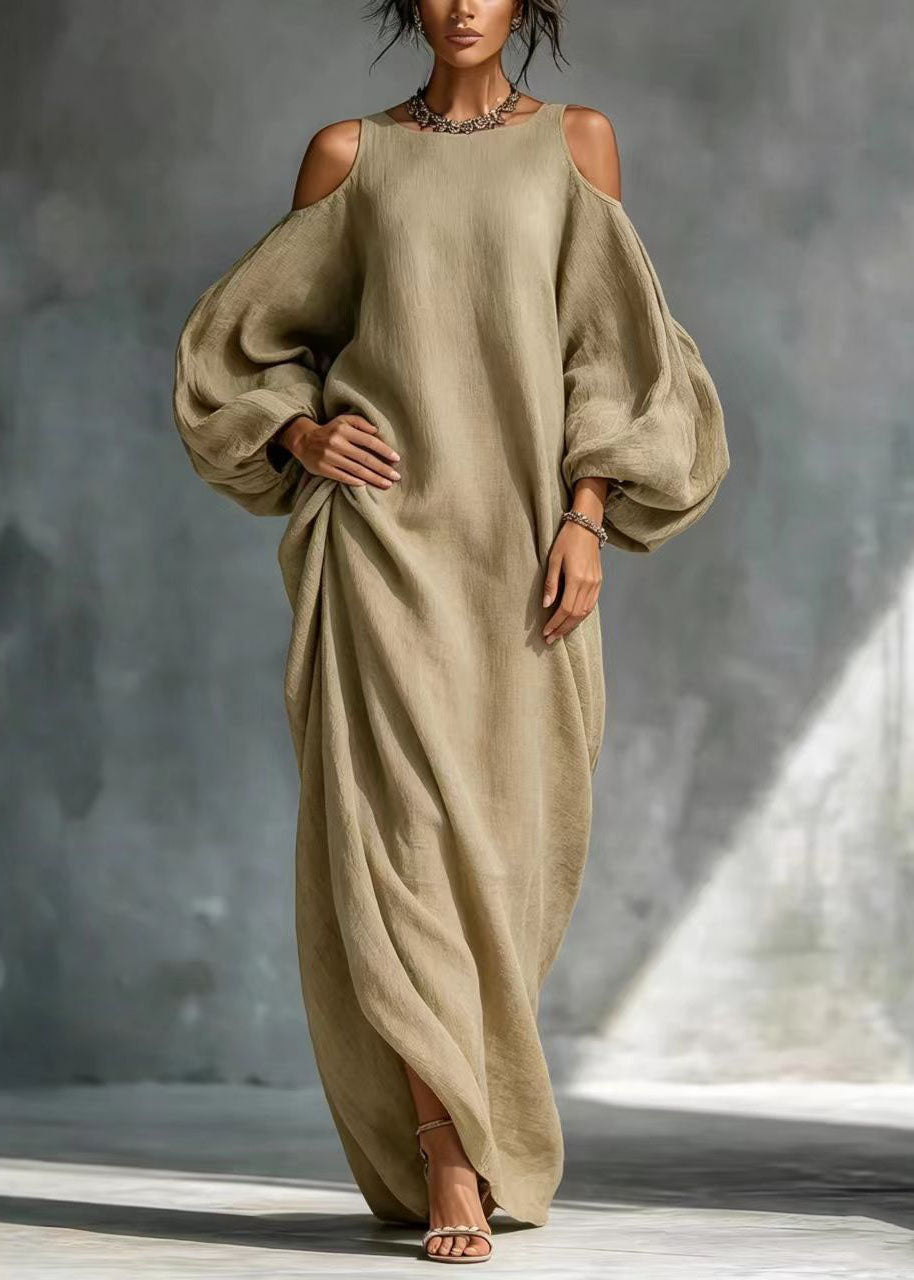 Robe longue femme épaules dénudées manches lanternes 2