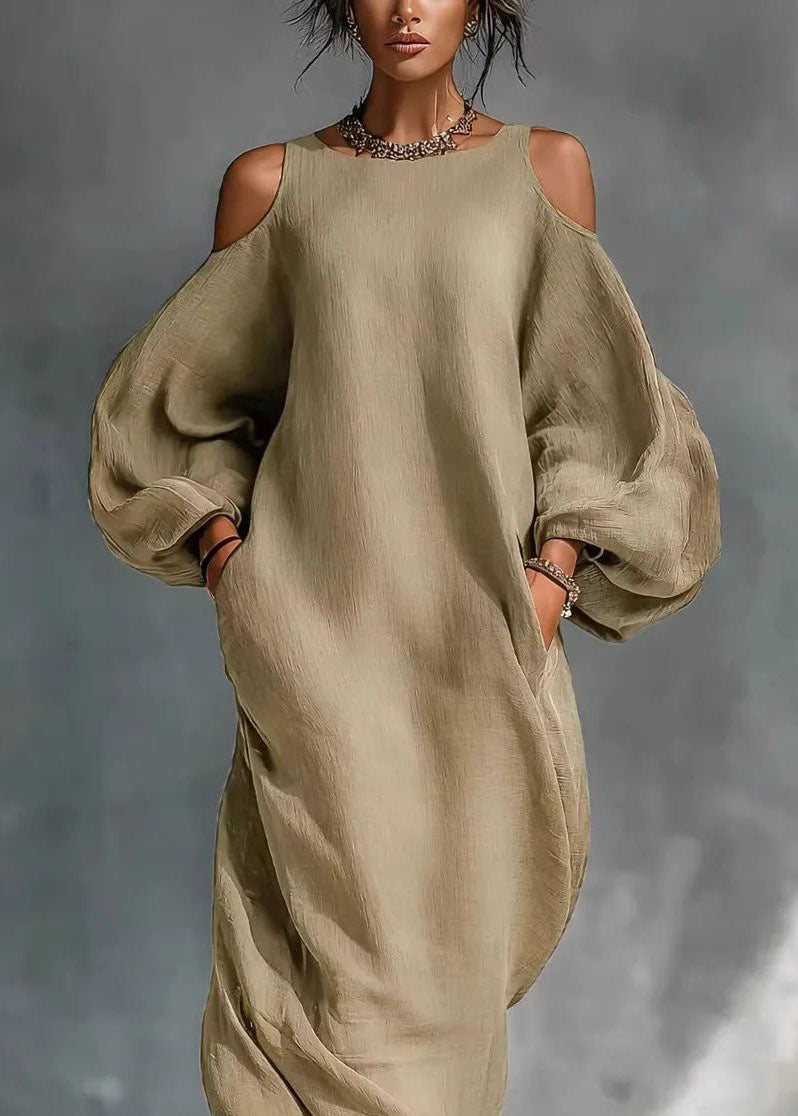 Robe longue femme épaules dénudées manches lanternes 3