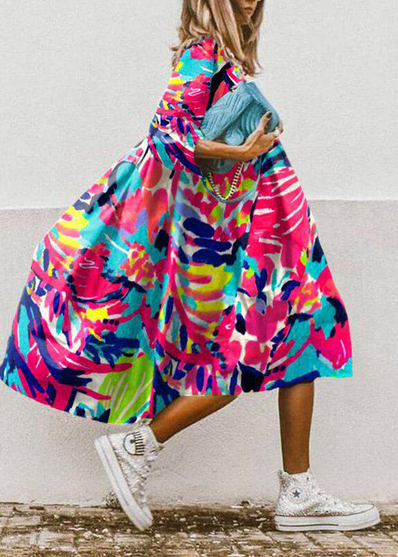 Robe longue femme imprimée oversize à ourlet large 3