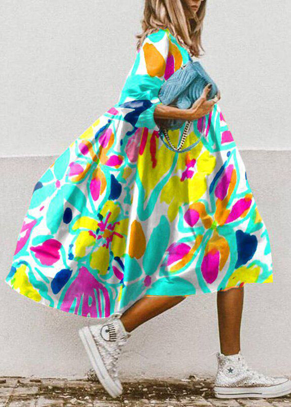 Robe longue femme imprimée oversize à ourlet large 4
