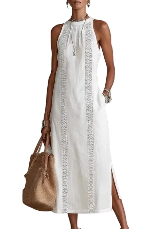 Robe longue femme ouverte sur le côté imprimée 0