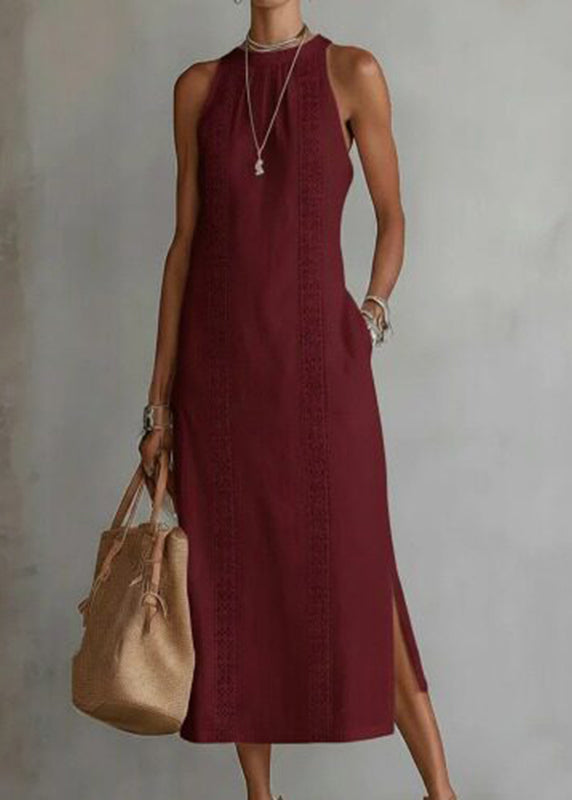 Robe longue femme ouverte sur le côté imprimée 2