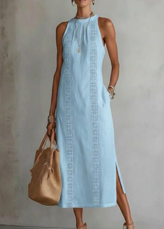 Robe longue femme ouverte sur le côté imprimée 4