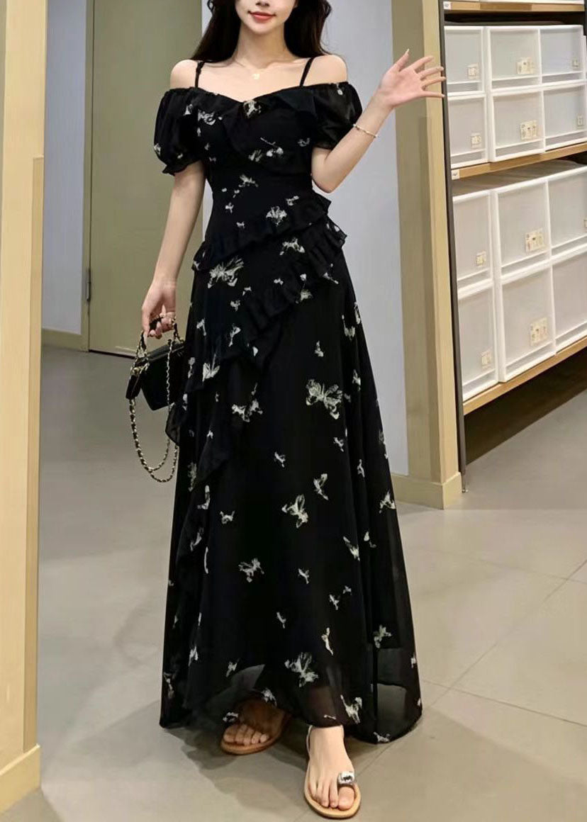Robe longue femme style bohème à volants 1