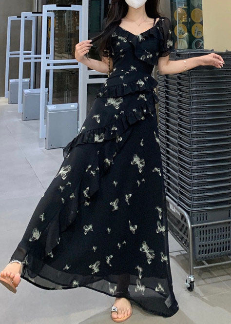 Robe longue femme style bohème à volants 2