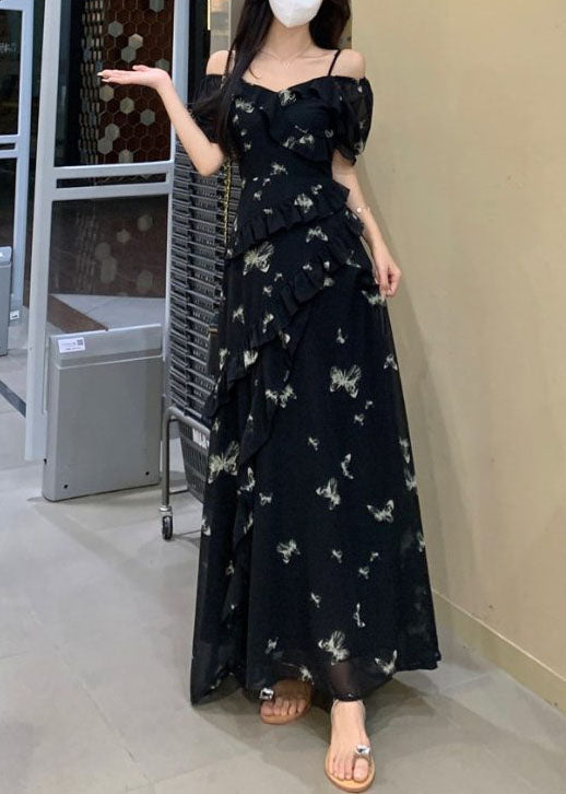 Robe longue femme style bohème à volants 4