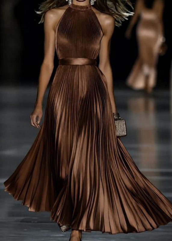 Robe longue femme tunique épaules dénudées sans manches 2