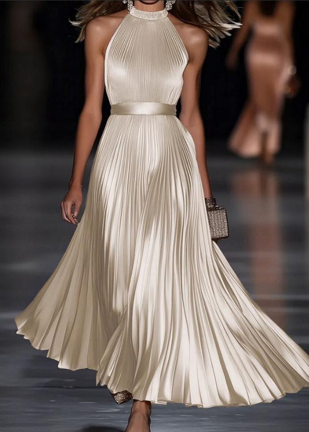 Robe longue femme tunique épaules dénudées sans manches 4