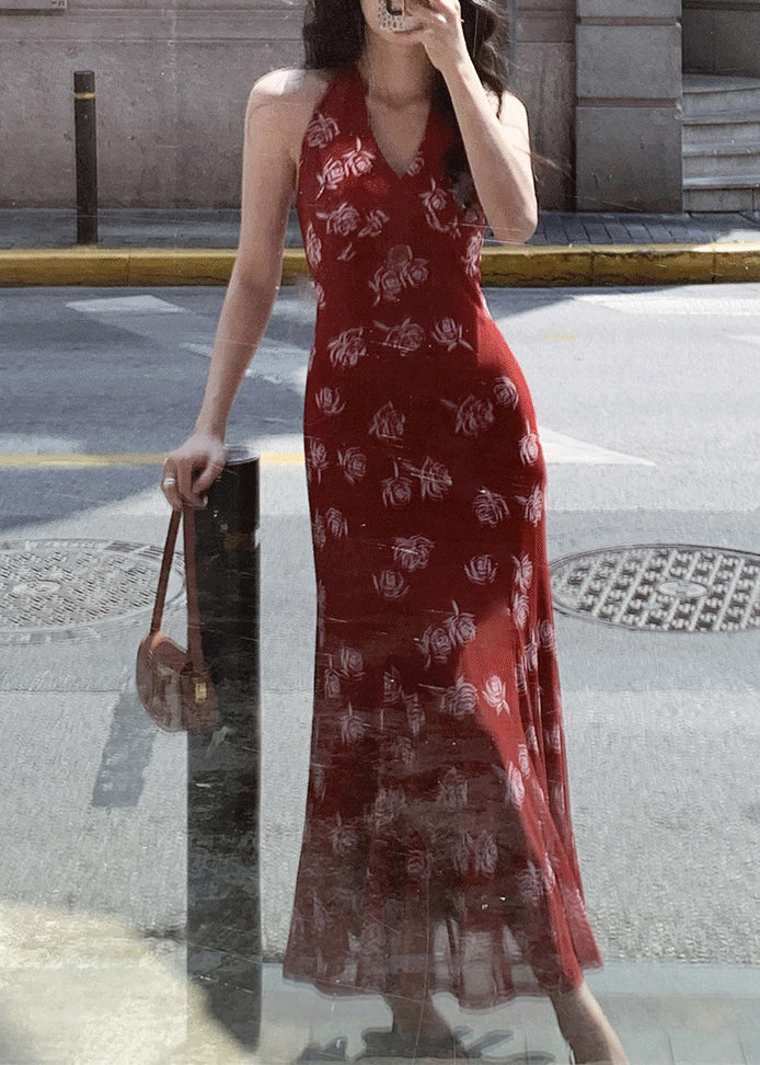 Robe longue pour femme à col en V avec patchwork en tulle 1