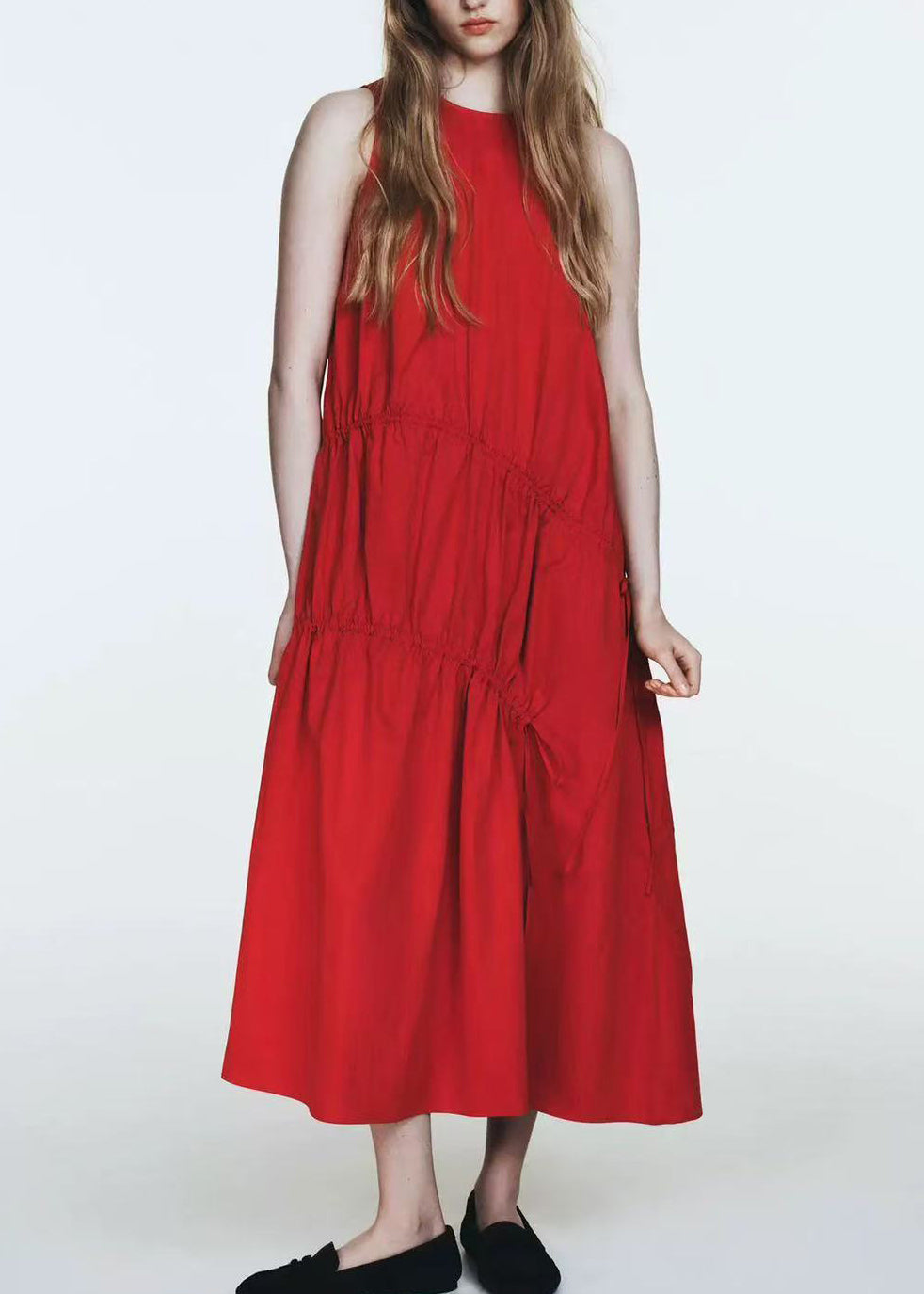 Robe longue pour femme avec cordon de serrage style froissé 0