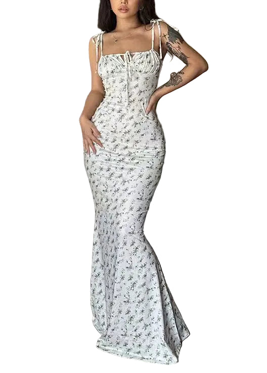 Robe longue pour femmes à lacets coupe cintrée été 0