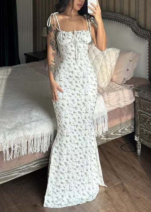 Robe longue pour femmes à lacets coupe cintrée été 1