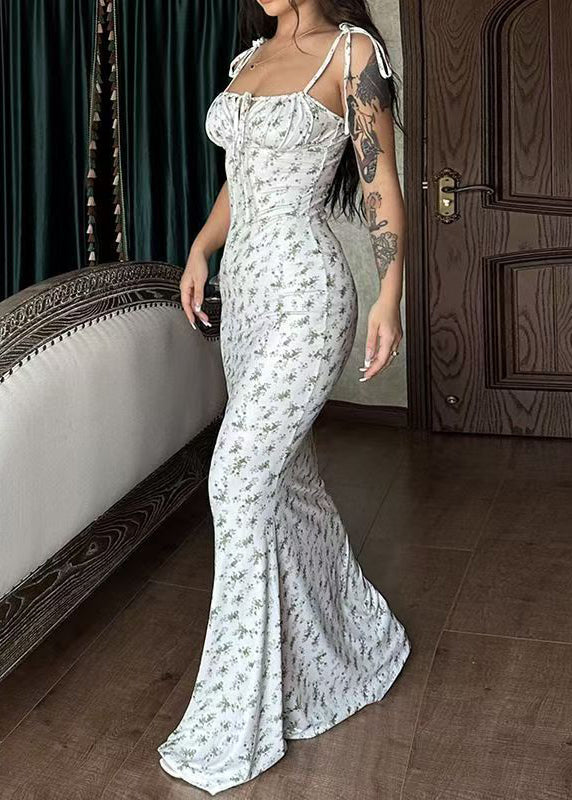 Robe longue pour femmes à lacets coupe cintrée été 3