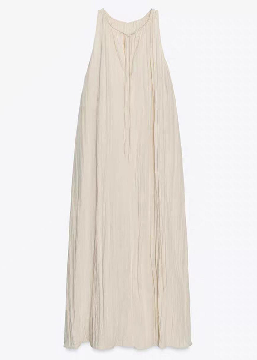 Robe longue pour femmes à lacets style froissé été 2