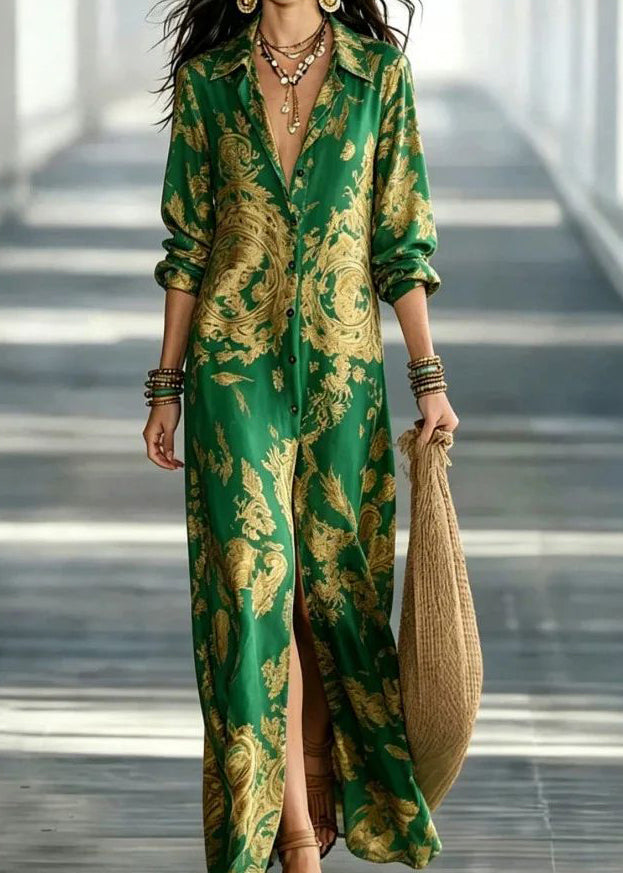 Robe longue pour femmes col Peter Pan style estival 1