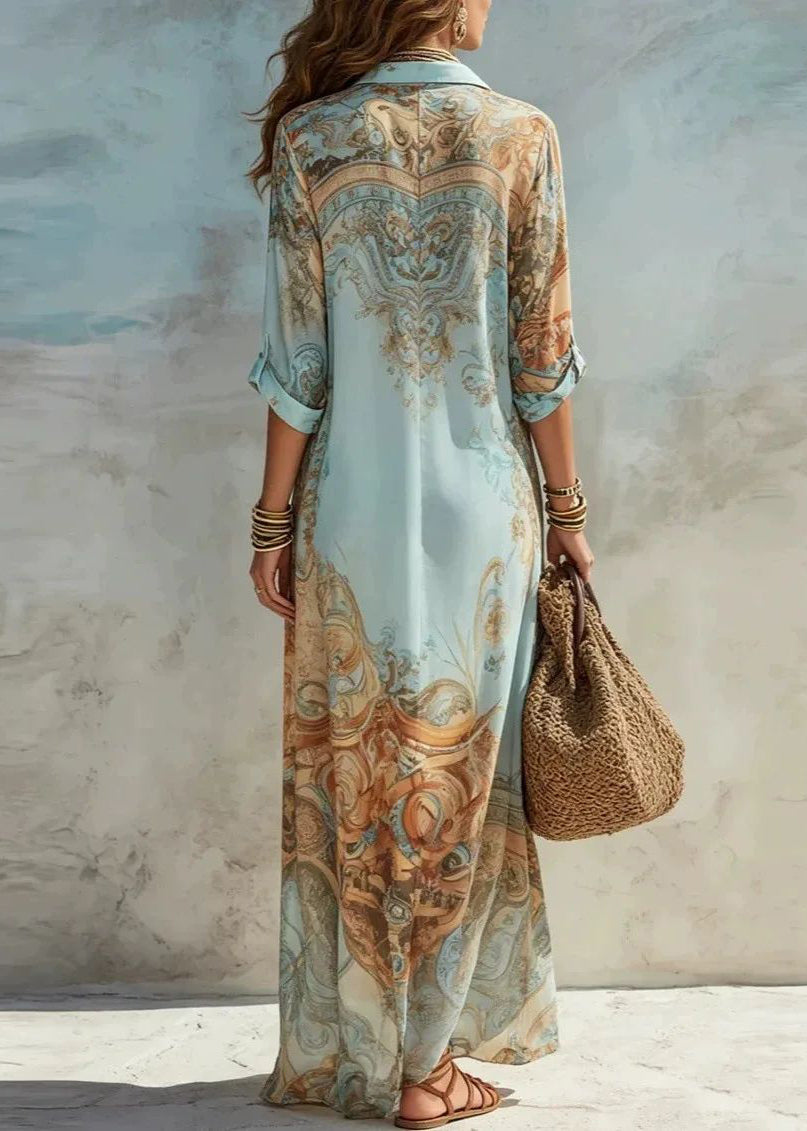 Robe longue pour femmes col Peter Pan style estival 4