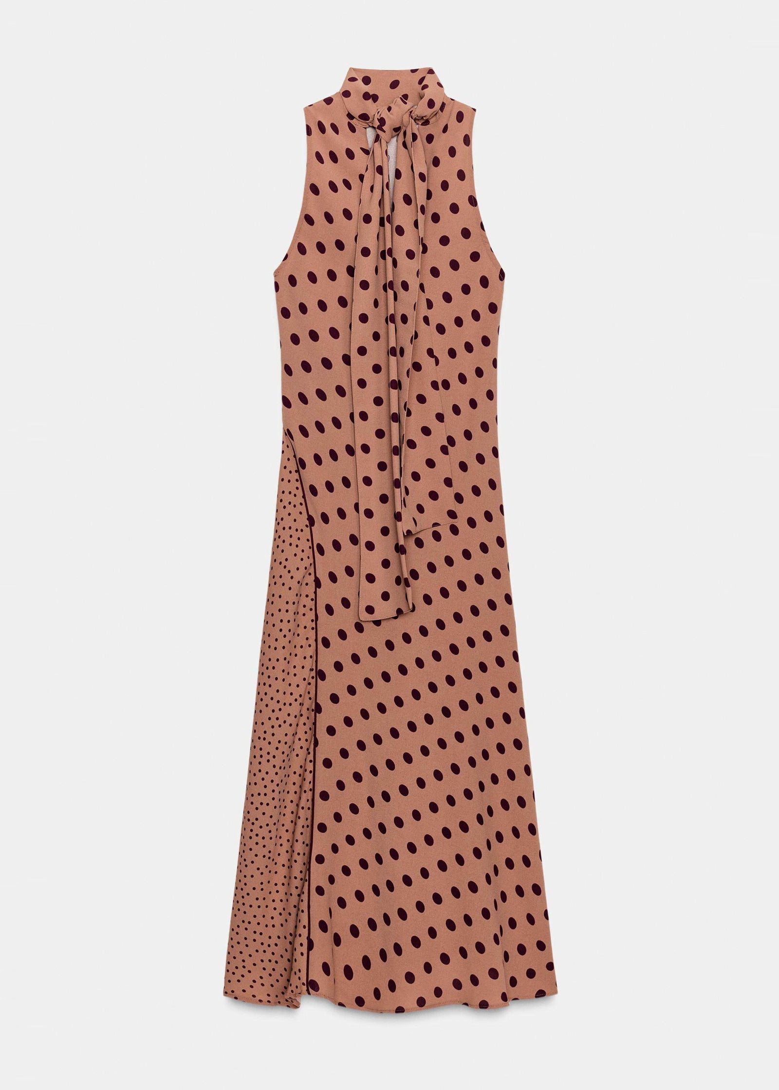 Robe longue sans manches à col roulé pour femme style patchwork 4