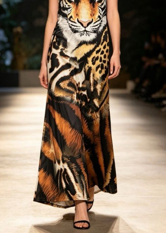 Robe maxi à bretelles spaghetti imprimé animal pour femme 4