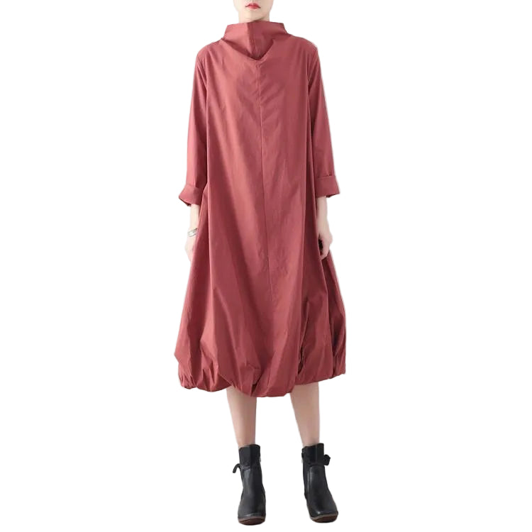 Robe maxi automnale oversize à col montant pour femme 0