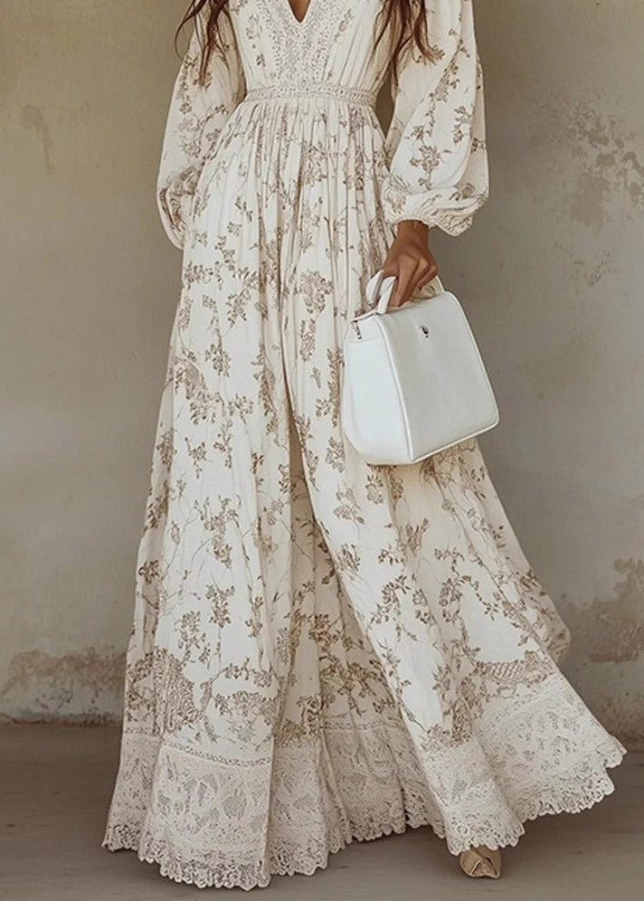 Robe maxi femme à manches lanternes et imprimé froissé 3