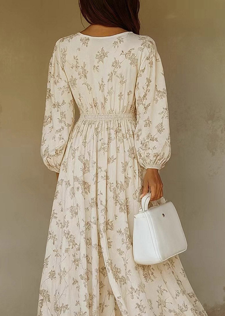 Robe maxi femme à manches lanternes et imprimé froissé 4
