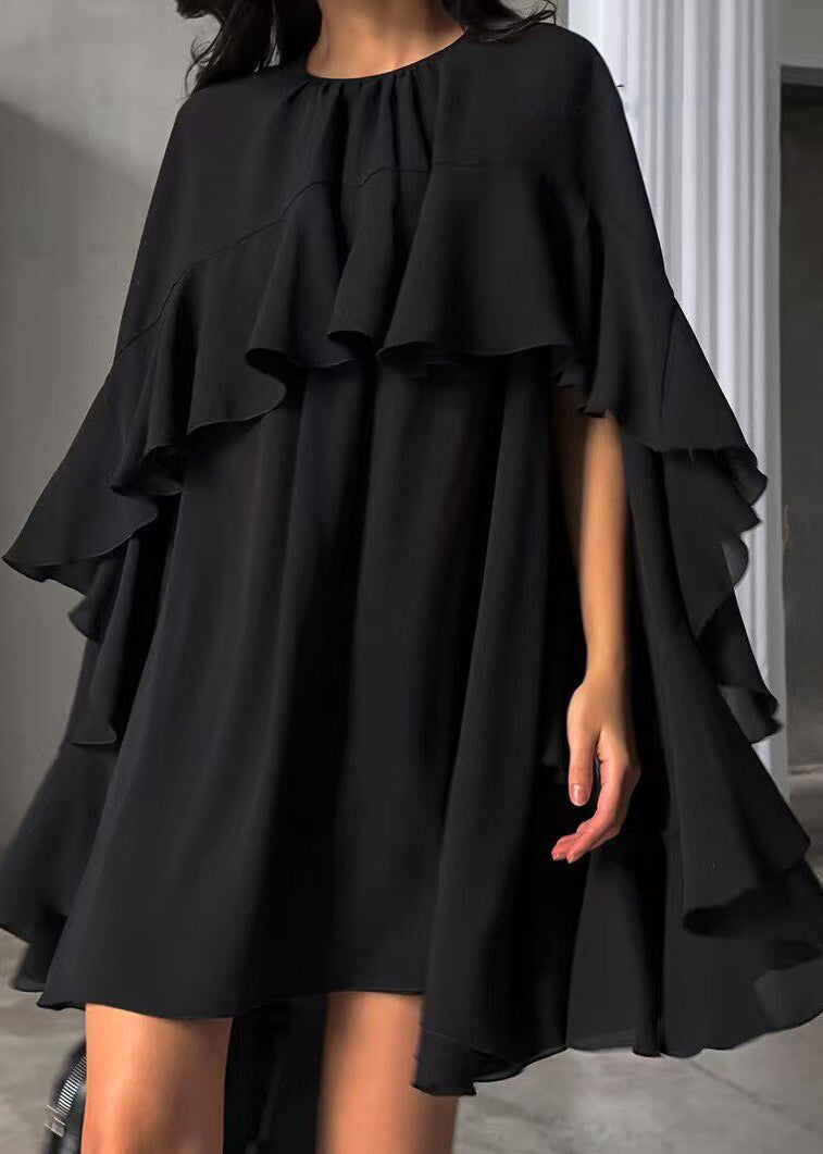 Robe mi-longue à volants pour femme coupe ample 2