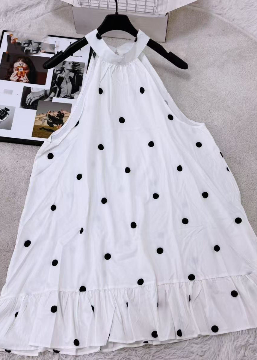 Robe mi-longue à volants pour femme style patchwork col montant 1