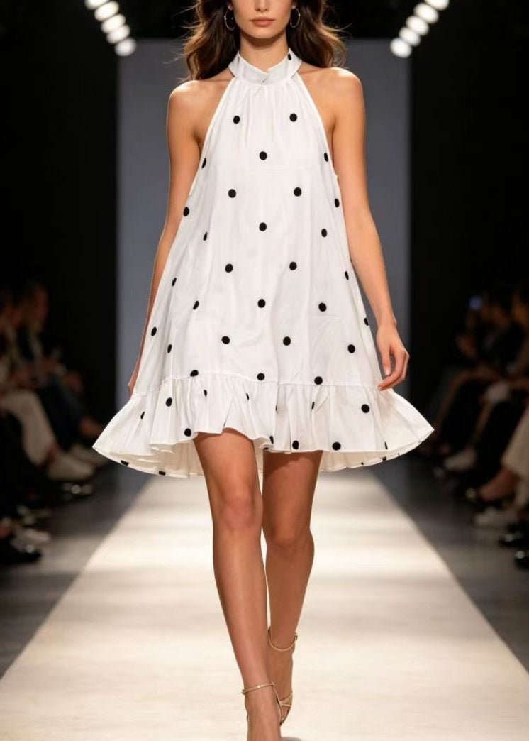 Robe mi-longue à volants pour femme style patchwork col montant 4