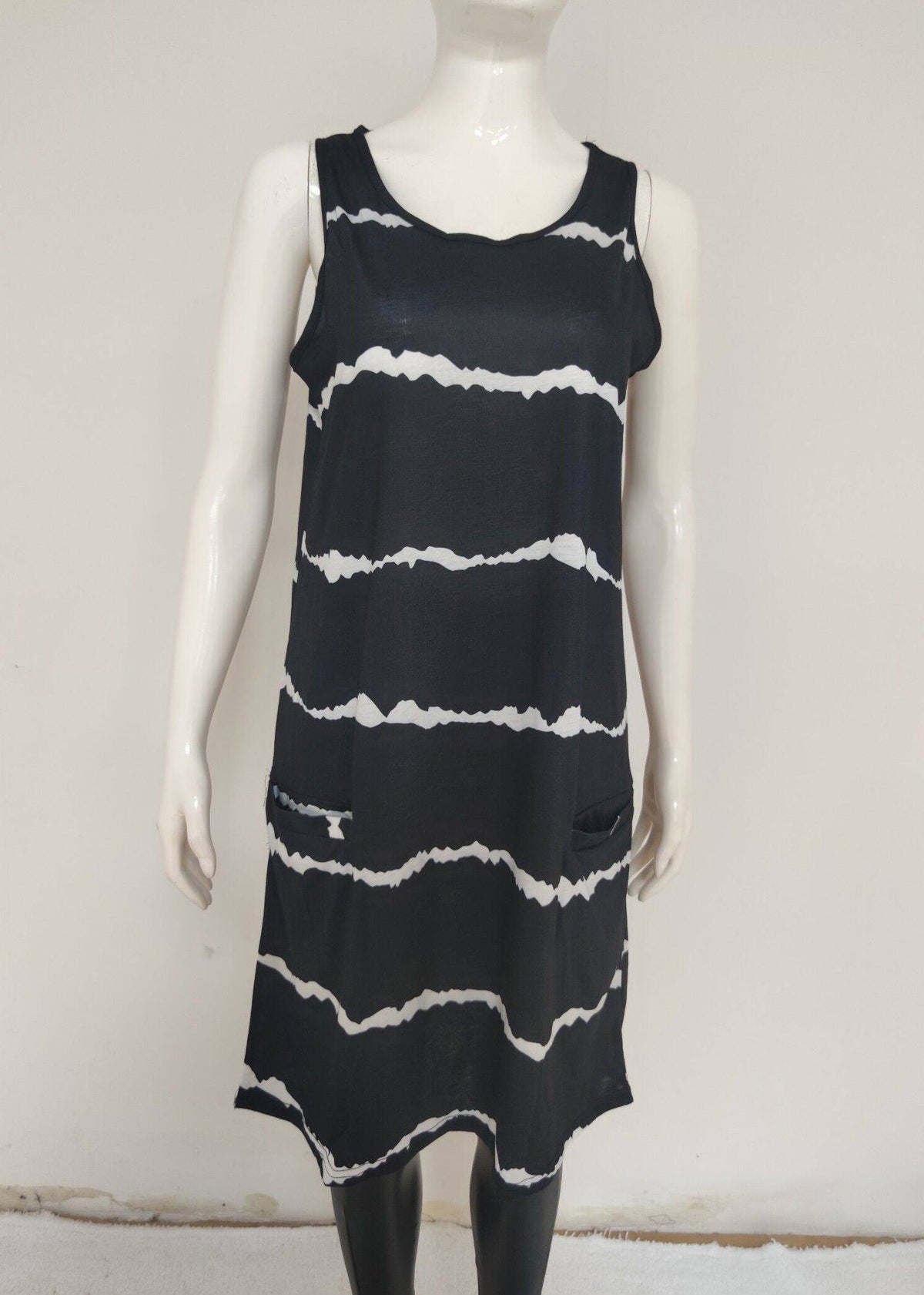 Robe mi-longue ample à rayures pour femme été 2