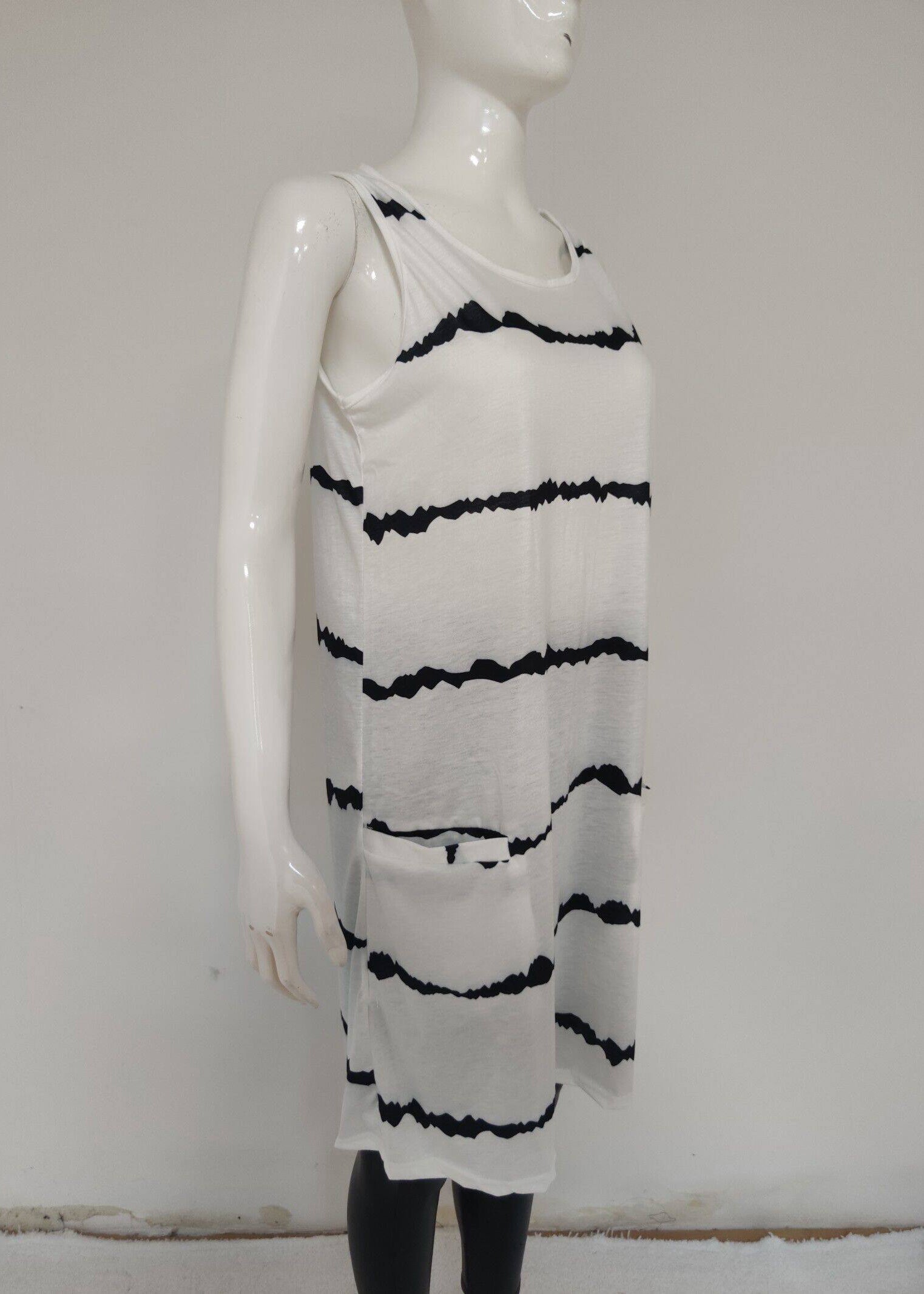Robe mi-longue ample à rayures pour femme été 3
