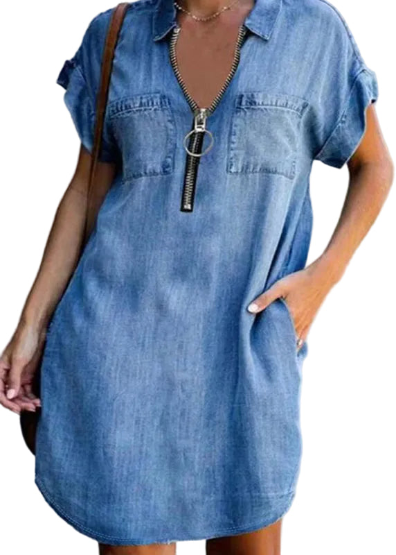 Robe mi-longue décontractée à col Peter Pan pour femme 0