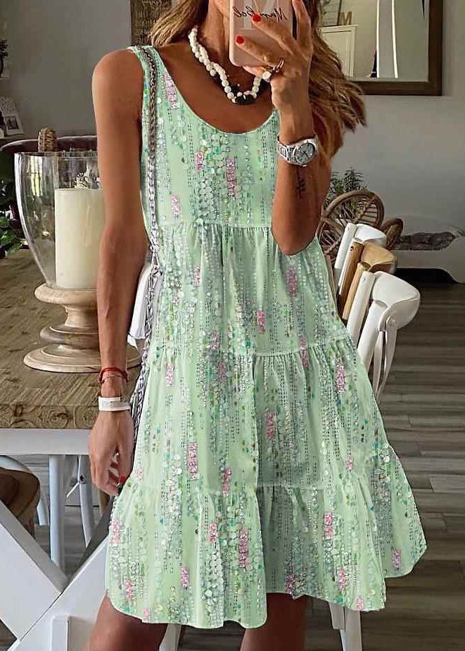 Robe mi-longue froissée pour femme à col rond 1