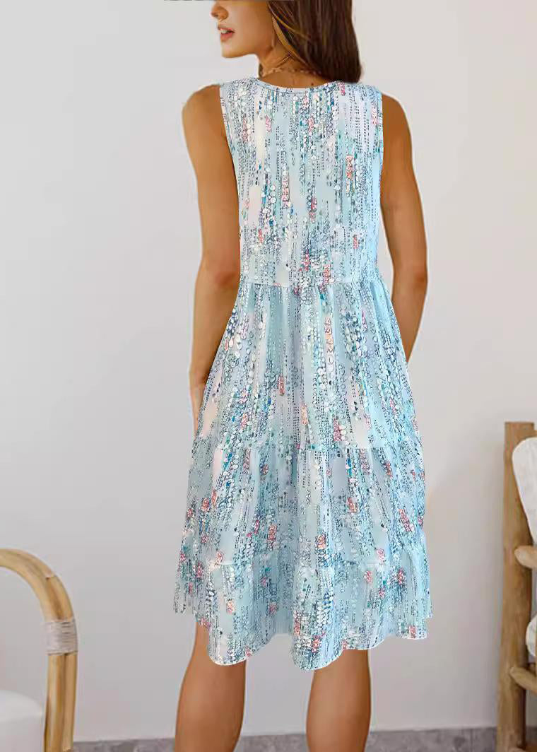 Robe mi-longue froissée pour femme à col rond 3