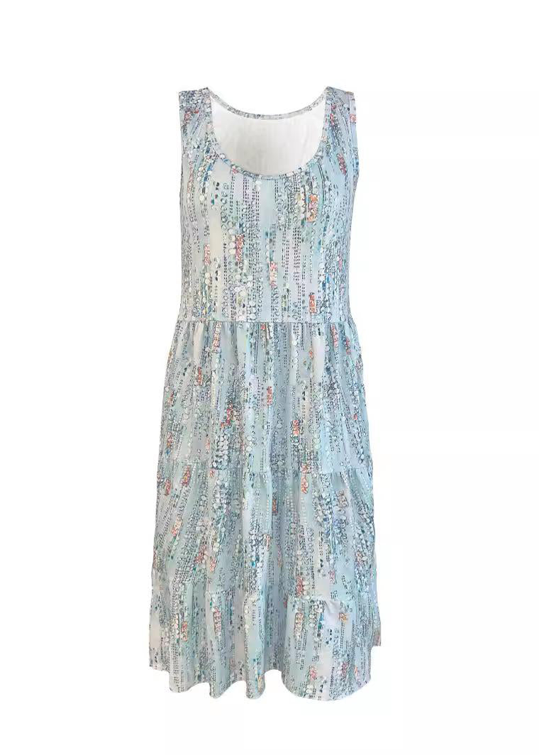 Robe mi-longue froissée pour femme à col rond 4