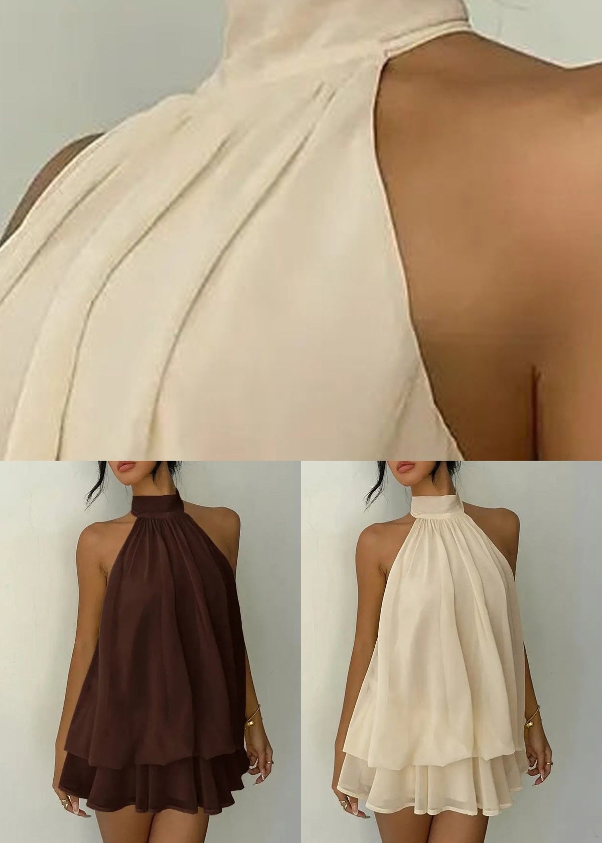 Robe mi-longue pour femme à col roulé et style patchwork 4