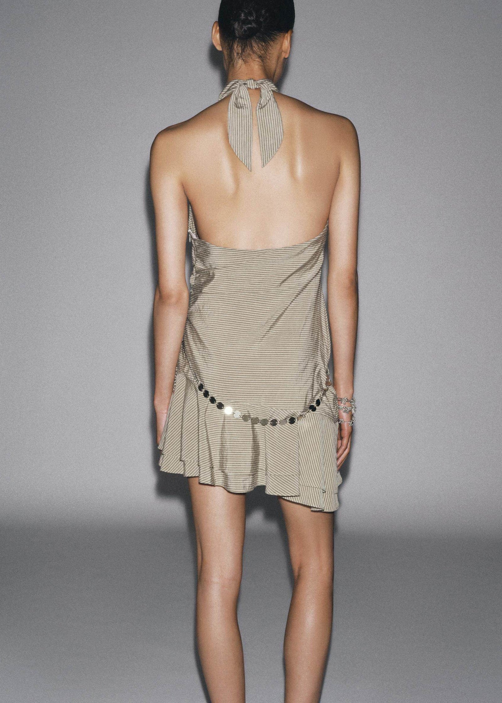 Robe mini femme style licou rayée à chaîne 3