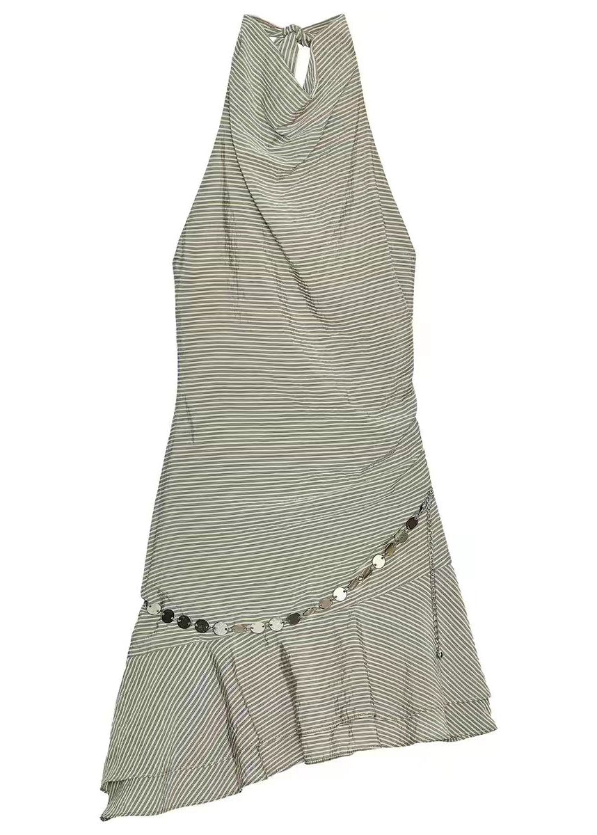 Robe mini femme style licou rayée à chaîne 4