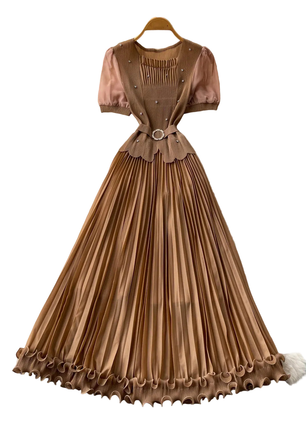 Robe plissée pour femme style patchwork été 0