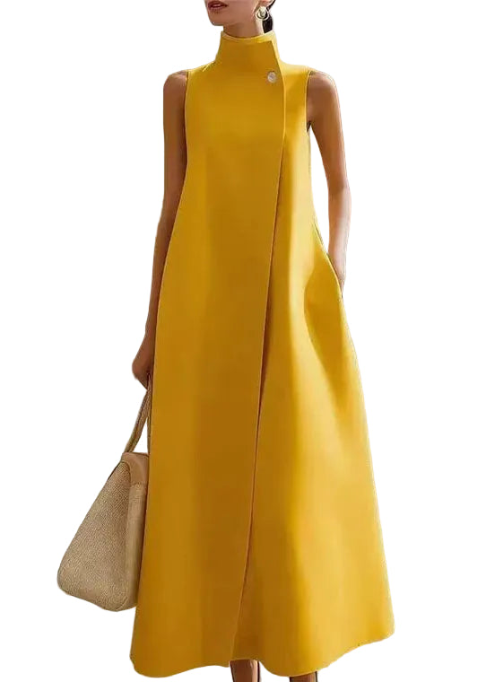 Robe sans manches à col montant boutonnée pour femme 0