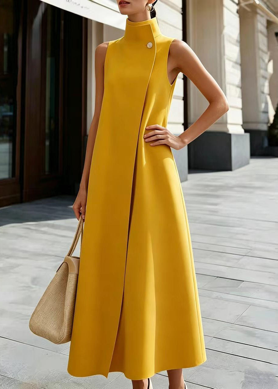 Robe sans manches à col montant boutonnée pour femme 1