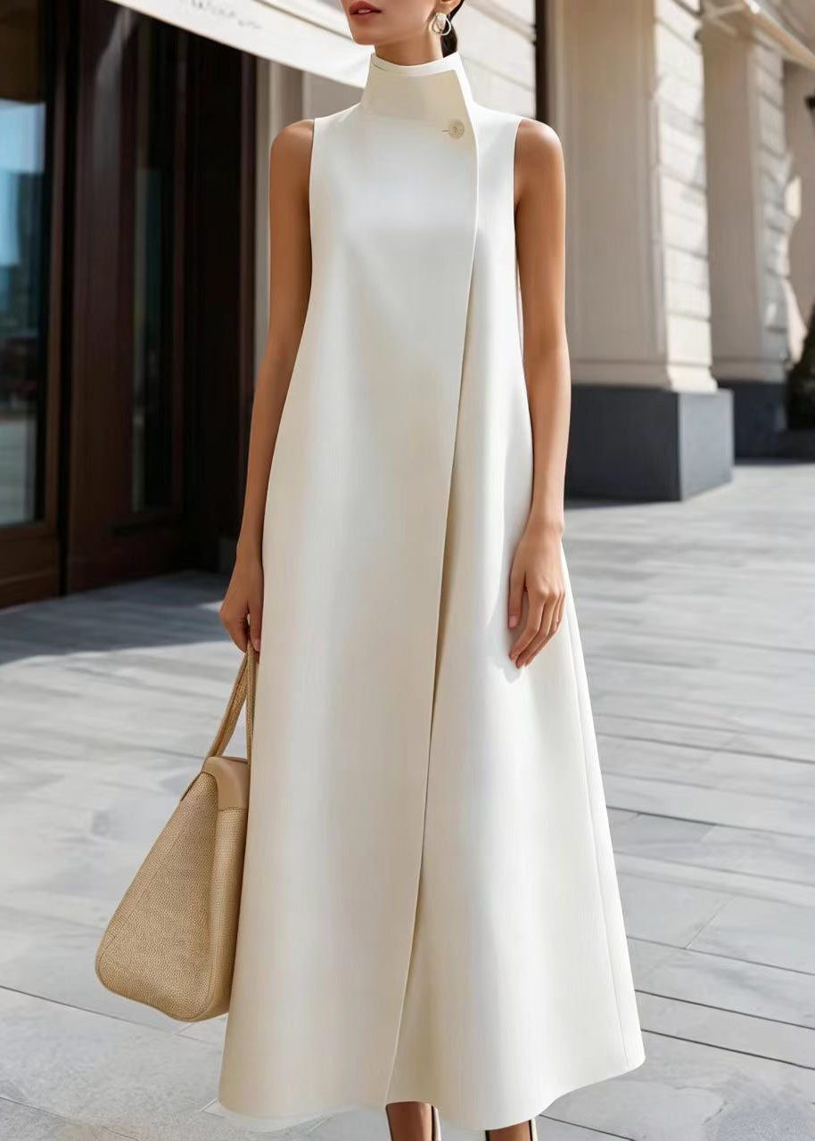 Robe sans manches col montant pour femme style vacances 1