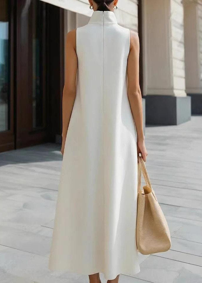 Robe sans manches col montant pour femme style vacances 2