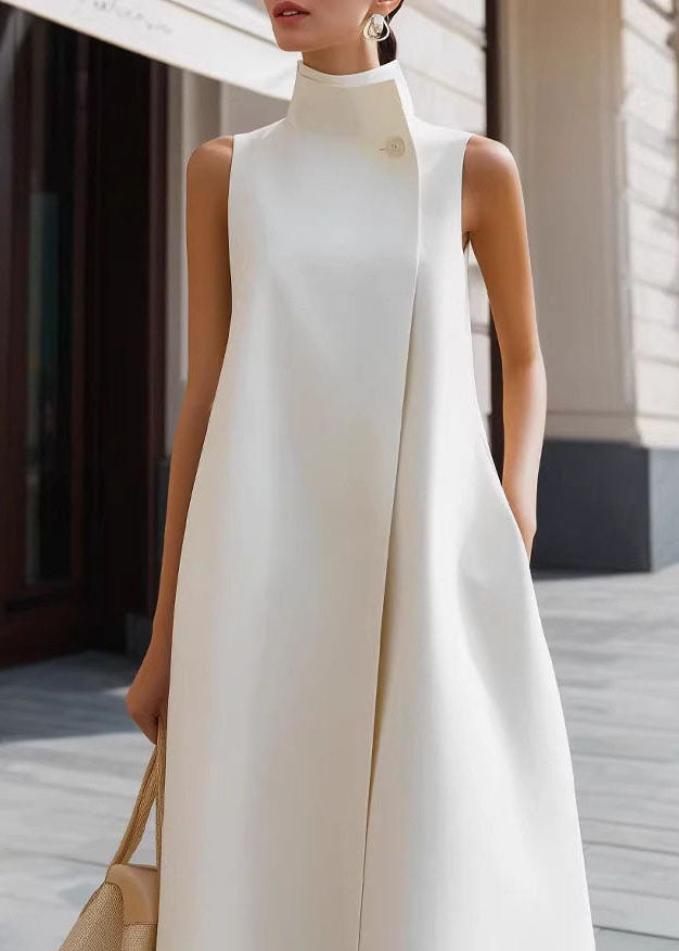 Robe sans manches col montant pour femme style vacances 3