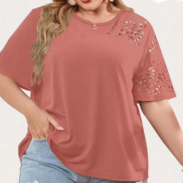 Variant image for T-Shirt Femme Créatif Décolleté Mousseline Coton Doux-9