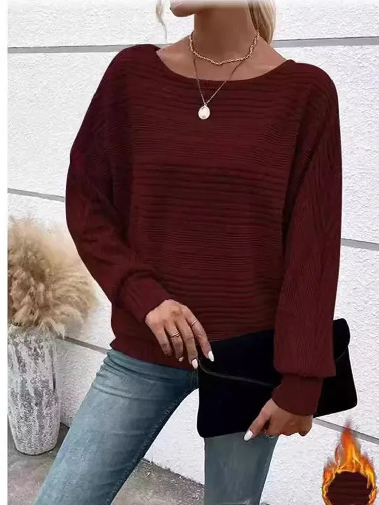 Pull Femme à Rayures Décontracté en Coton et Acrylique 3