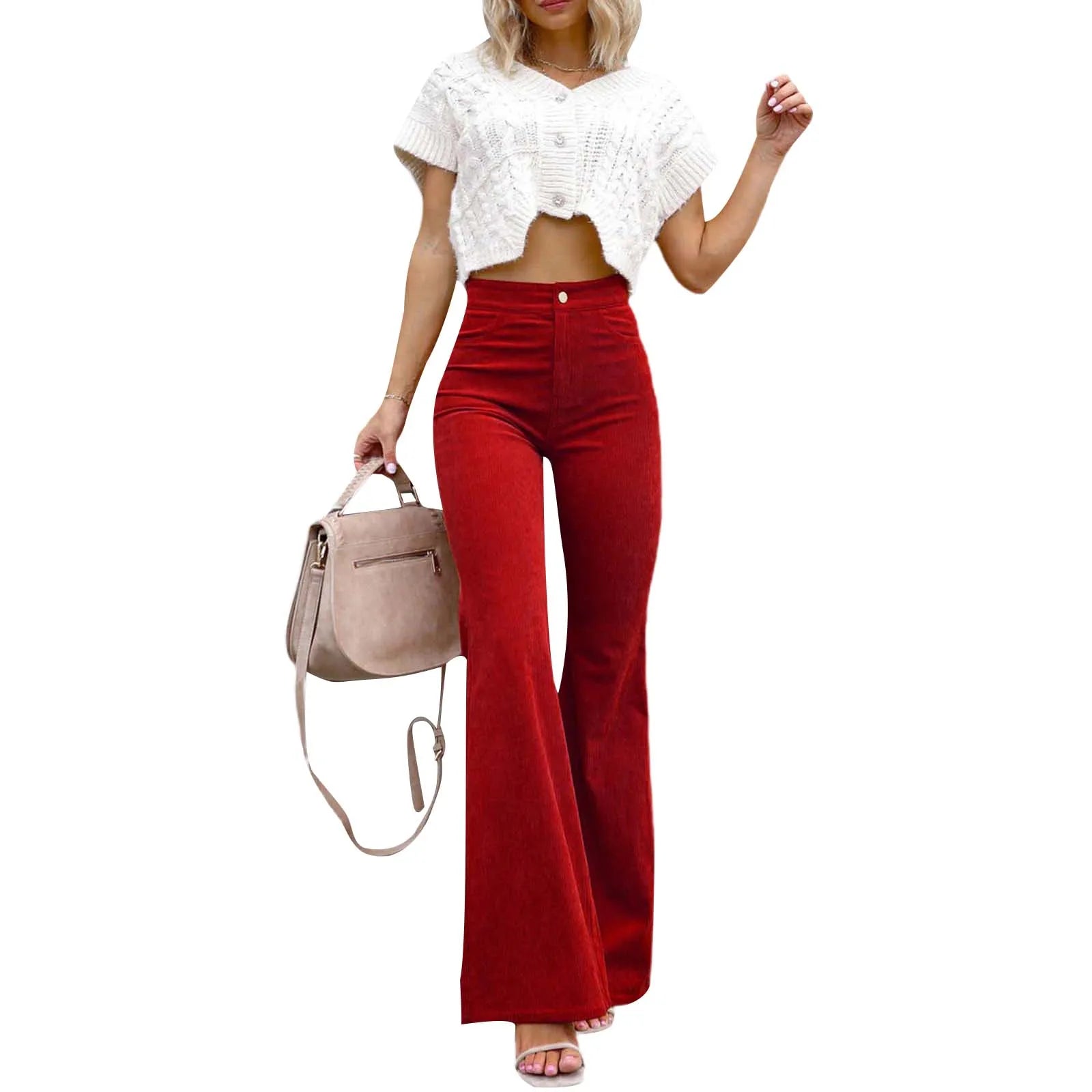 Pantalon évasé en velours côtelé pour femmes