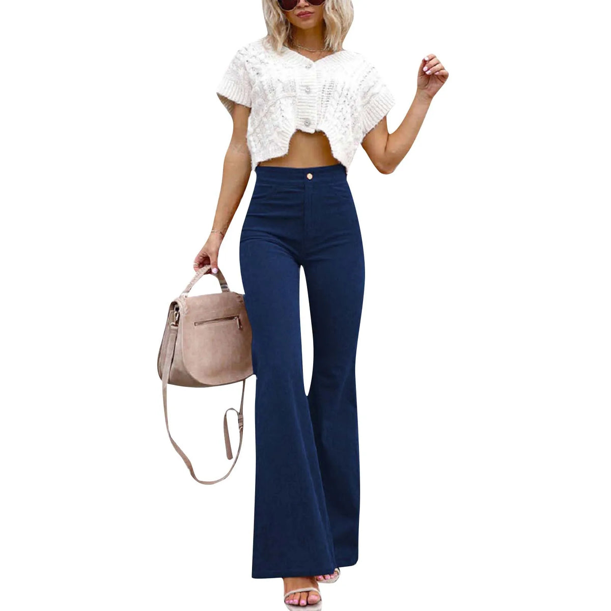 Pantalon évasé en velours côtelé pour femmes